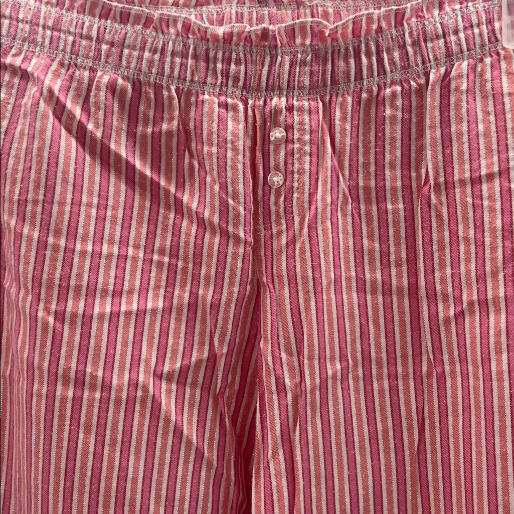 Victoria's Secret 2 Piece Pink and White Striped Pajama Set - Image 7