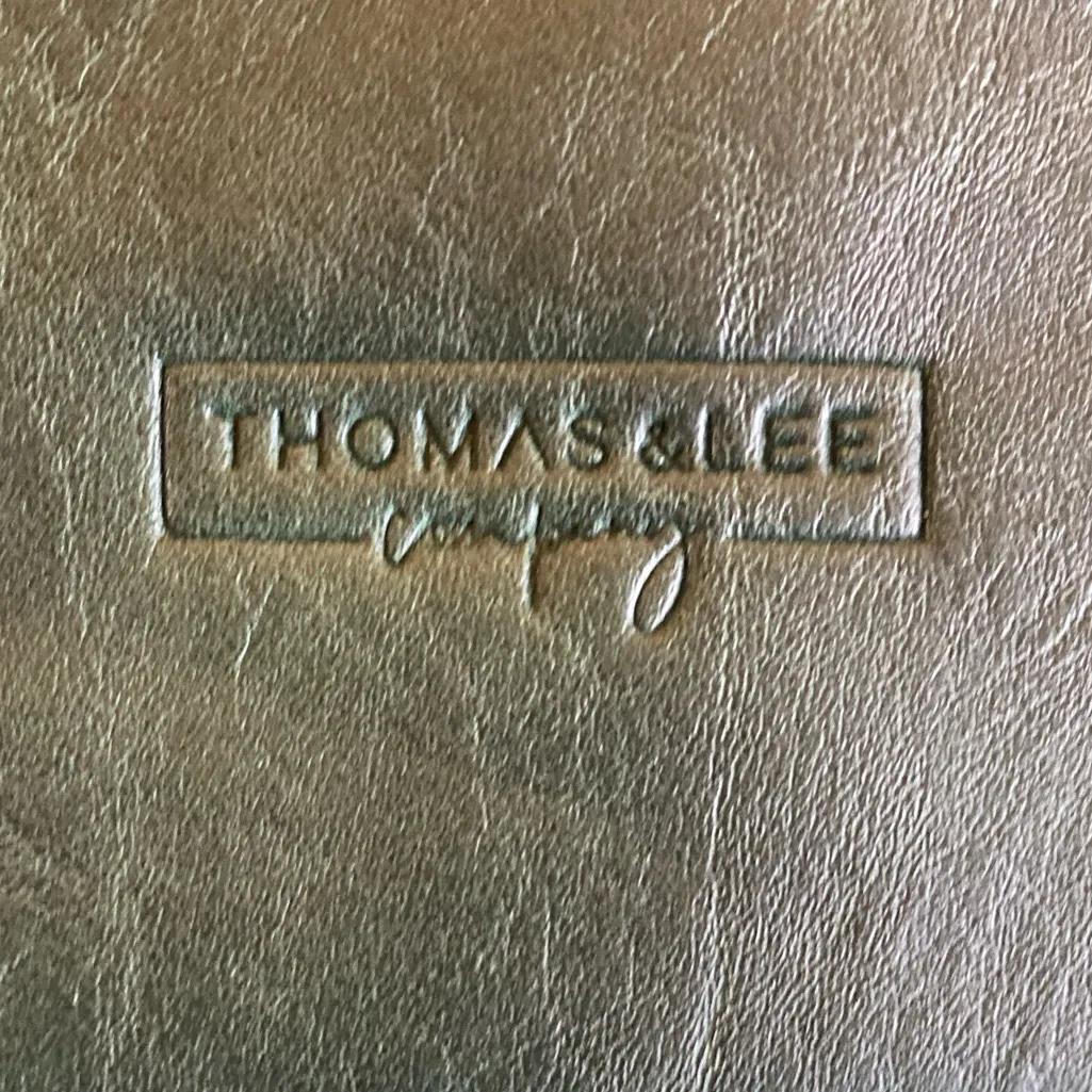 Thomas & Lee Company Green Leather Bag with gold glitter camo guitar strap - Image 6