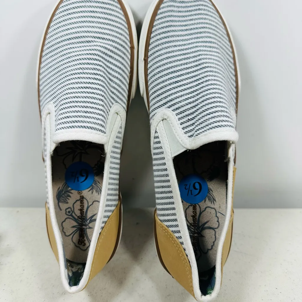 Tommy Bahama Women’s 6,5 Gray White Stripes Slip On Sneakers Shoes Loafers boat - Image 5