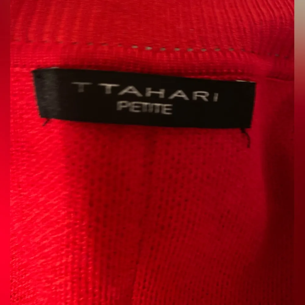 Tahari Red Classic Versatile Bolero-Style Open Front Cardigan Petite Size M - Image 2