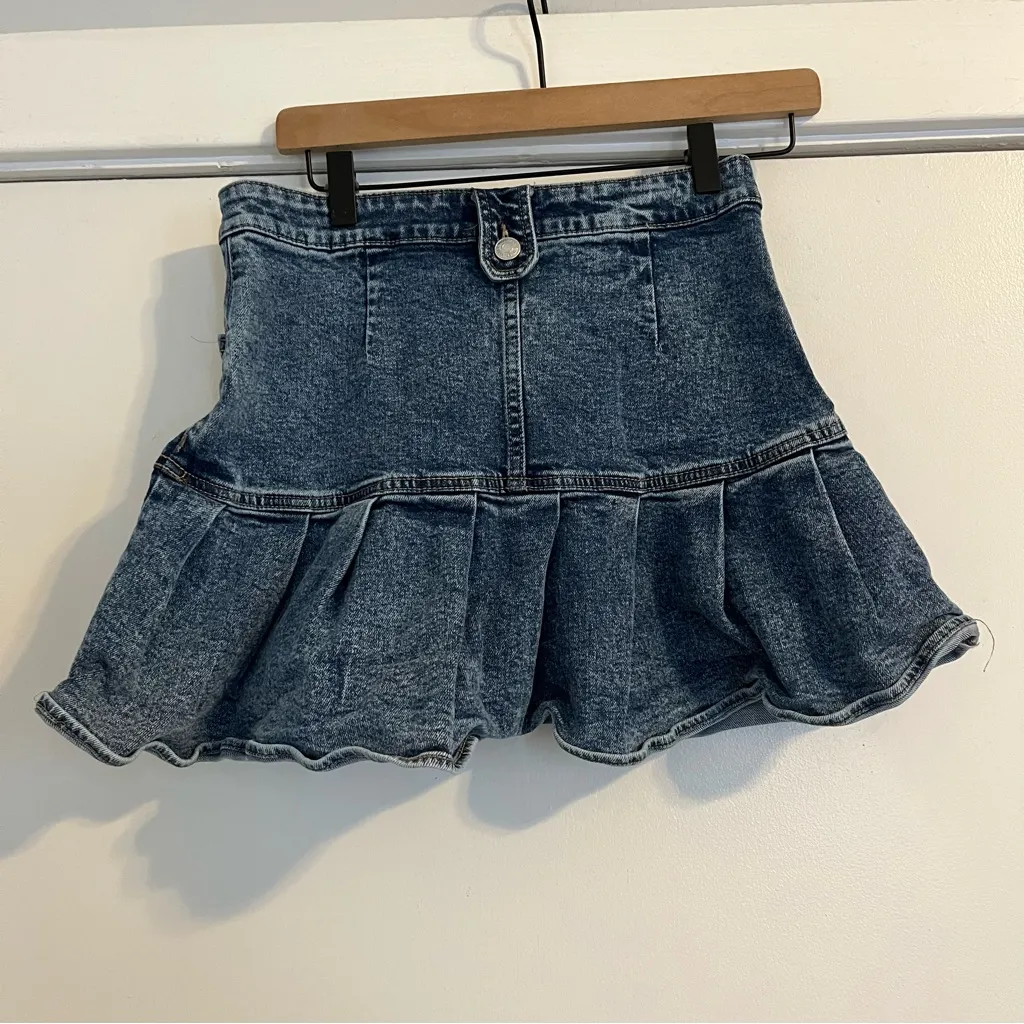 Wild Fable Blue Jean Denim Mini Skirt Ruffle women’s size 2 - Image 3