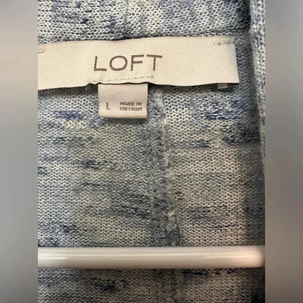 Loft open front blue and cream marbled cardigan - Image 4