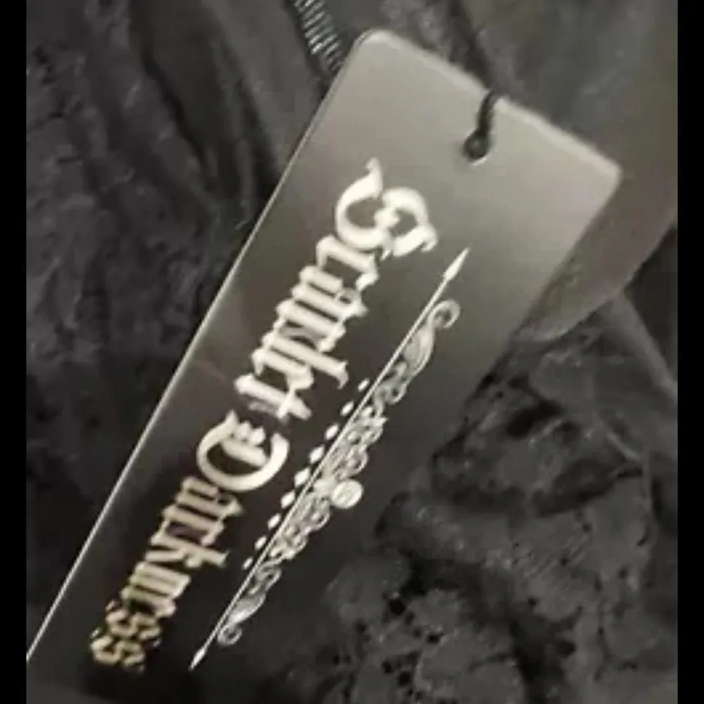 SCARLET DARKNESS Gothic Dress Lace Top Asymmetrical Hem medium NWT Black - Image 9