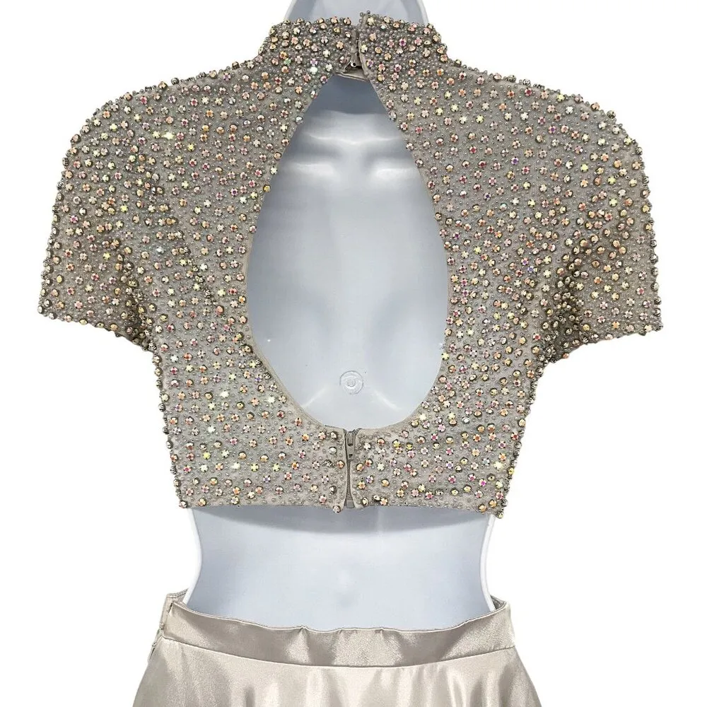 Sherri Hill Rhinestone Beaded Two Piece Matching Set Skirt Crop Top Dress 50037 - Image 11