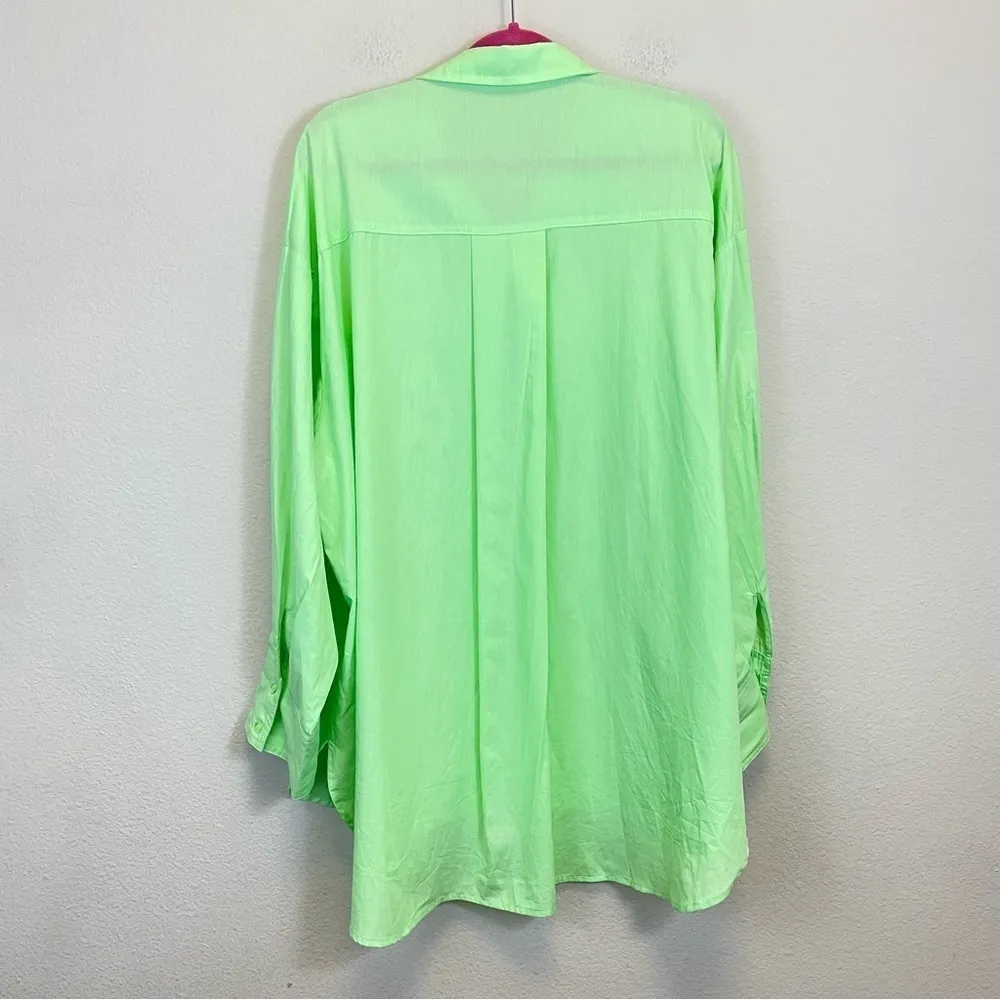 Signature8 Lime‎ Oversized Poplin Button Down Shirt 
 Size Large - Image 9