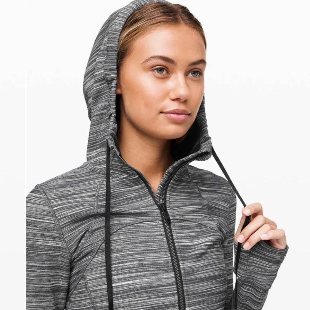 Lululemon Women’s 6 Hoodie Define Jacket Heathered Black White Full Zip‎ Sporty - Image 5