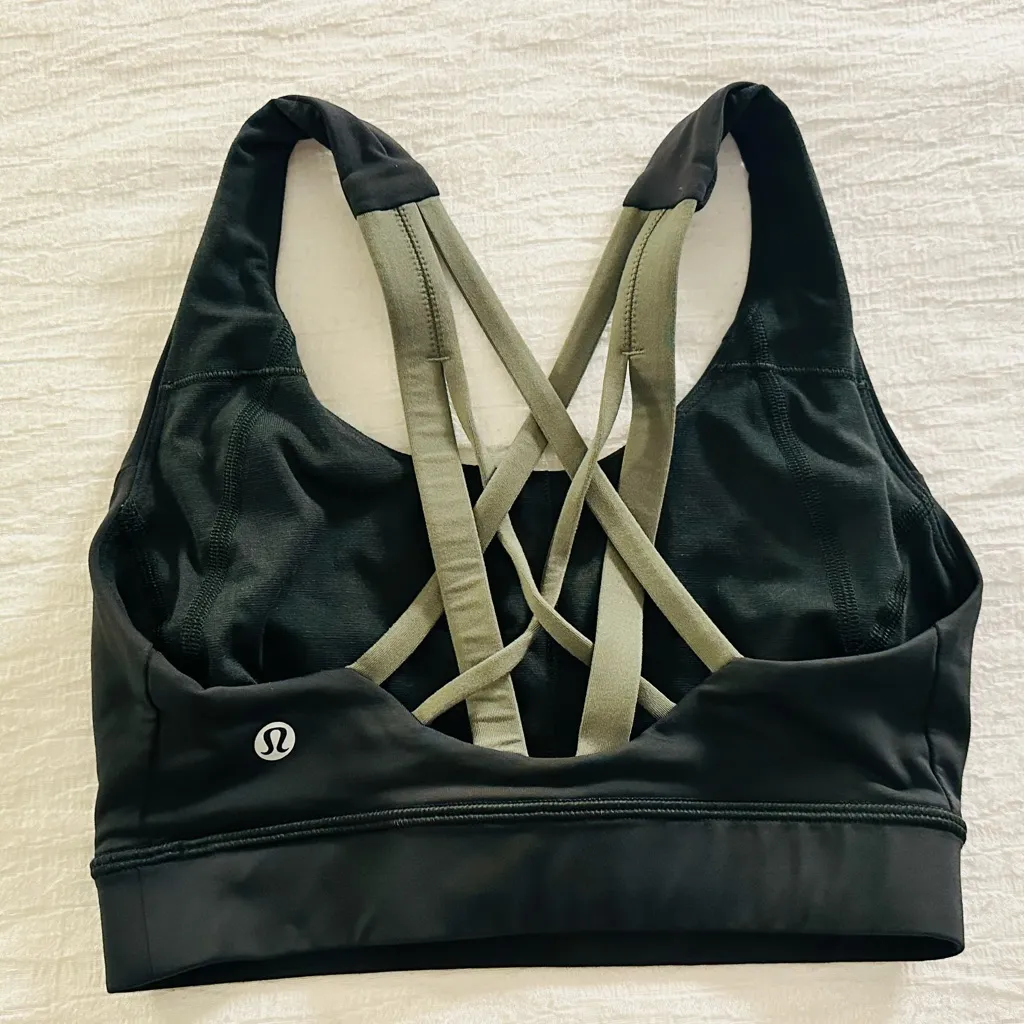 Lululemon  Black and Green Sports Bra - Image 2