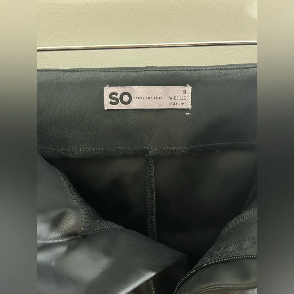 SO Black Wide-Leg Faux Leather Pants - Image 3