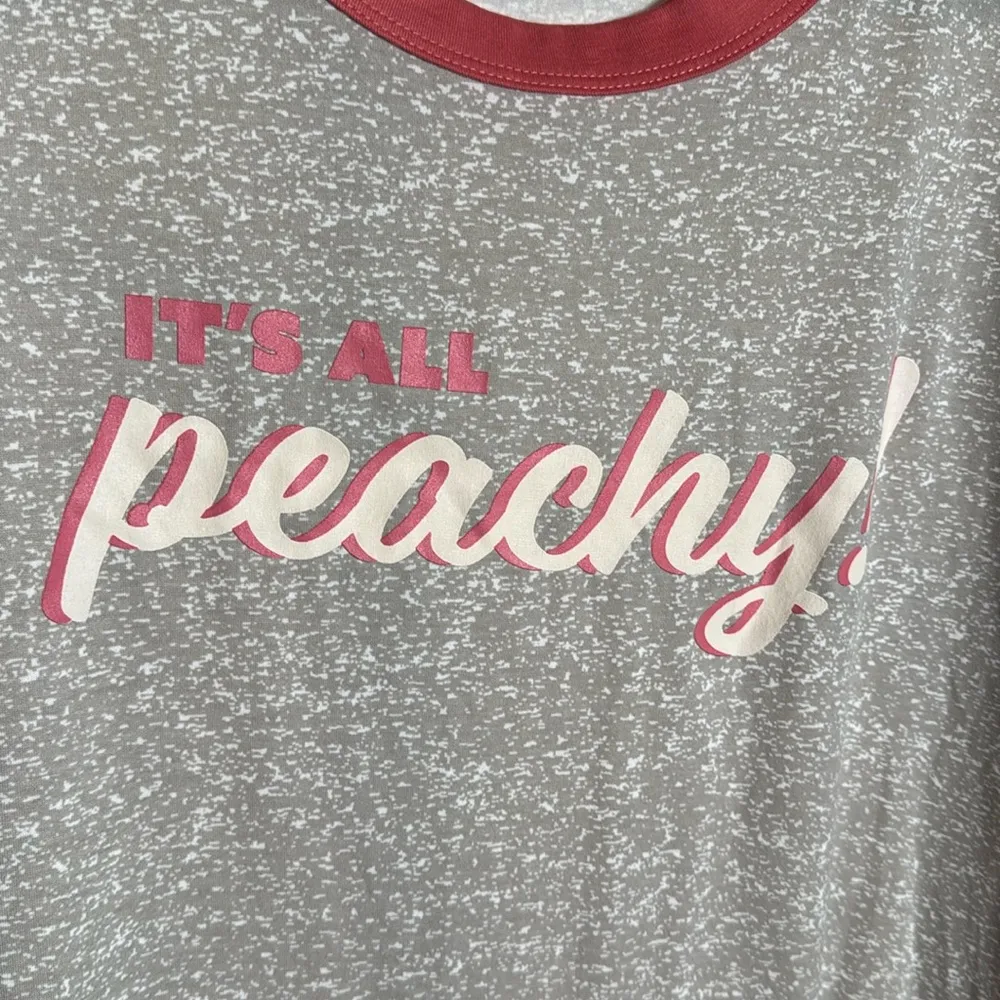 NWT Lularoe Liv It’s All Peachy Short Sleeve Gray Peachy Coral Tee Size Large - Image 4