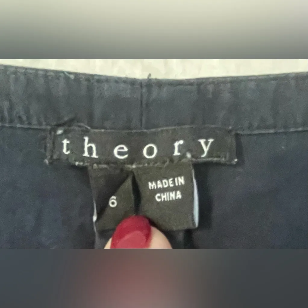 Theory Bonza Cotton Poplin Full Zip Front Knee Length Dress Navy Size 6 - Image 4