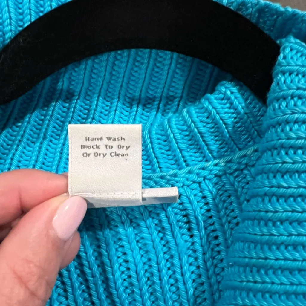 Soft Surroundings Women's Blue (Teal) Sweater with Button Detail and Flare Slee - Image 8