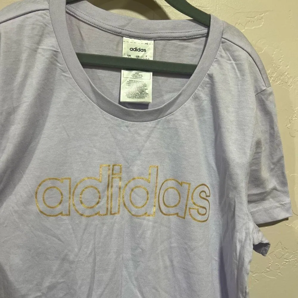 Adidas Women’s Purple and Gold Tee - Image 2