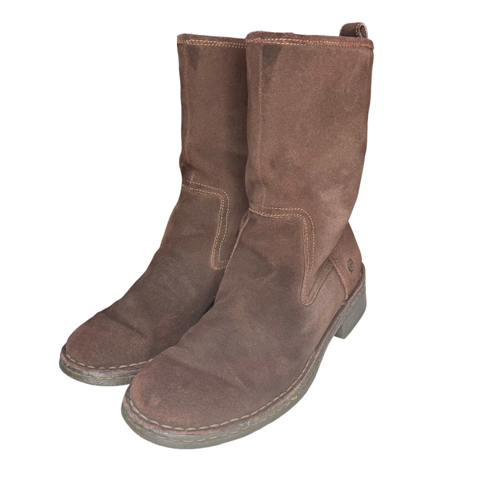 Born Audie Brown Suede Leather Mid Calf Riding Boots Women's Size 9 EU 40.5 - Image 2