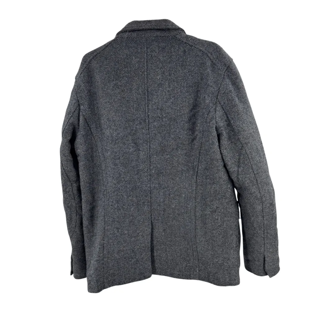 DKNY Charcoal Herringbone wool blend coat zip and button closure winter warm xl - Image 2