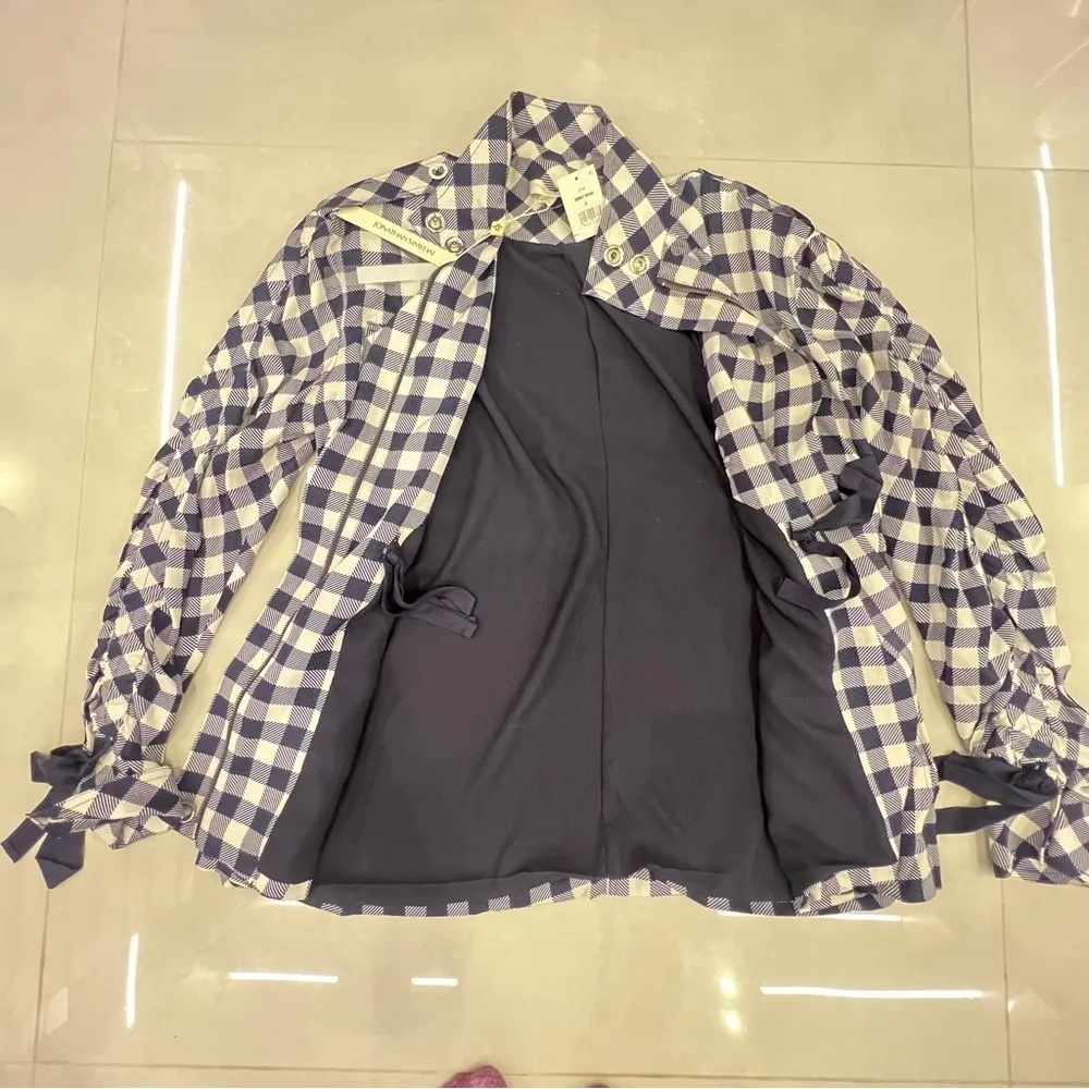 Jonathan Simkhai Gingham Twill Midnight Utility Jacket Size M Blue Size M - Image 12