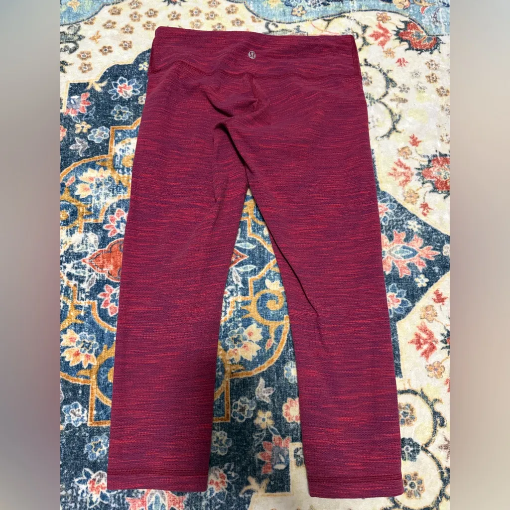 Lululemon Wunder Under Crop II Diamond Jacquard Space Dye Bumble Berry Flaming - Image 4