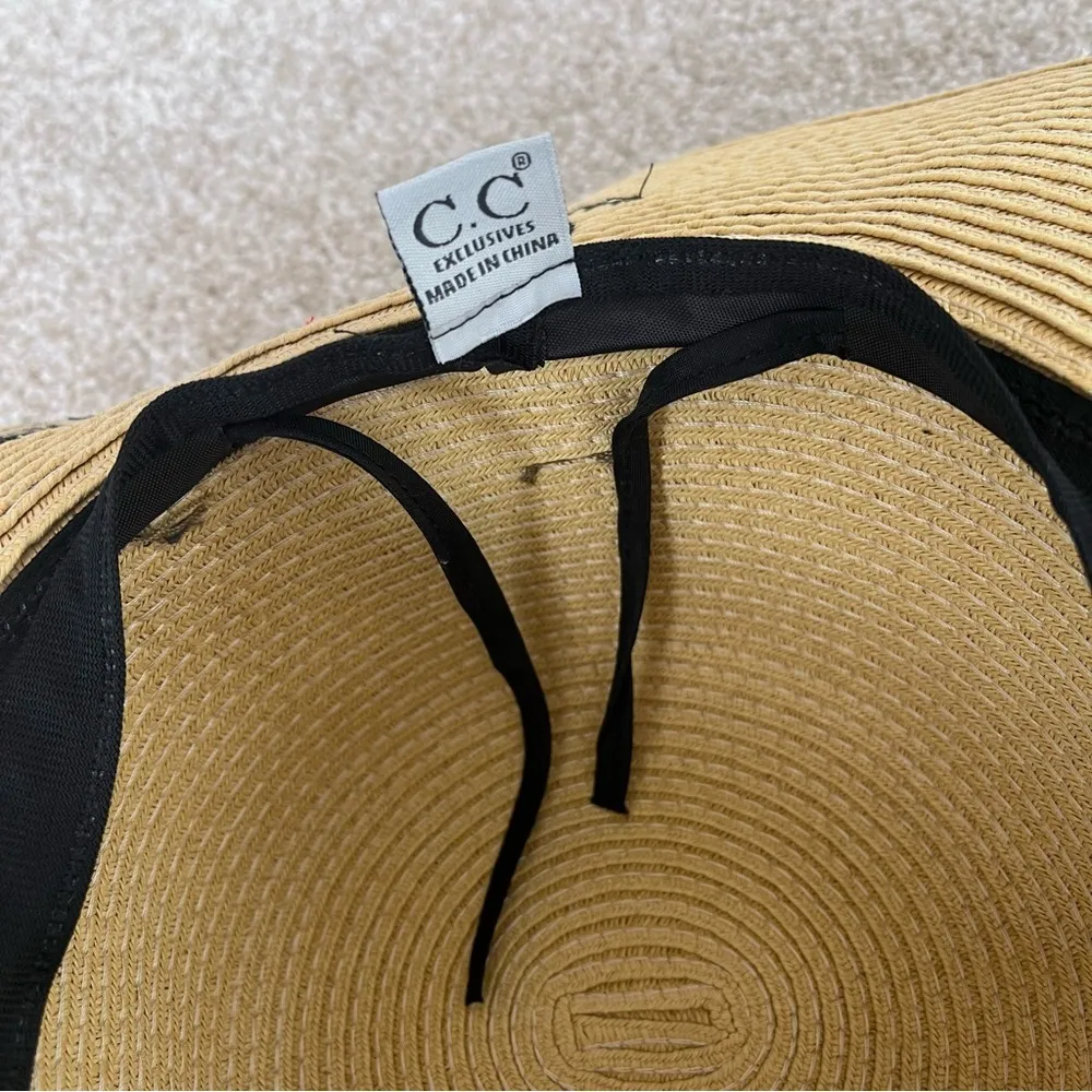CC Here Comes the Sun Wide Brim Floppy Sun Straw Tan Vacation Hat - Image 6