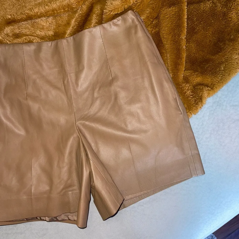 Vince Brown Leather High Waist Shorts - Image 5