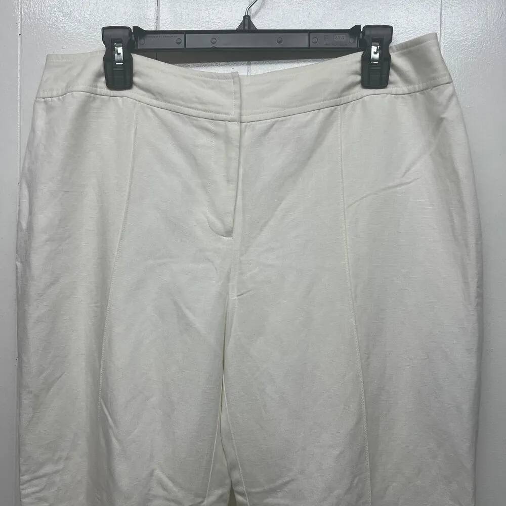Bandolino Linen Blend White Cropped Pants Women's Size 12 Coastal Breathable - Image 3