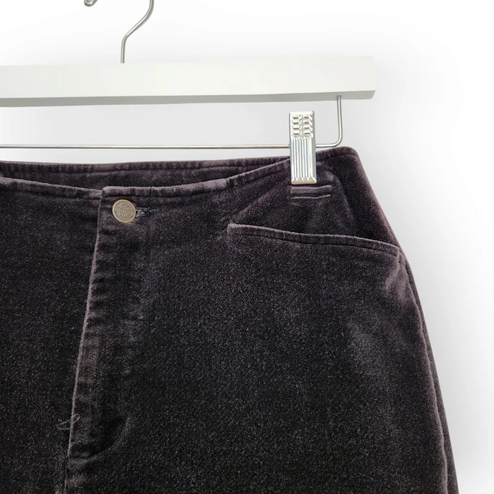 Vintage Crazy Horse Chocolate Brown Velour High Waisted Straight Leg Pants 4 - Image 4