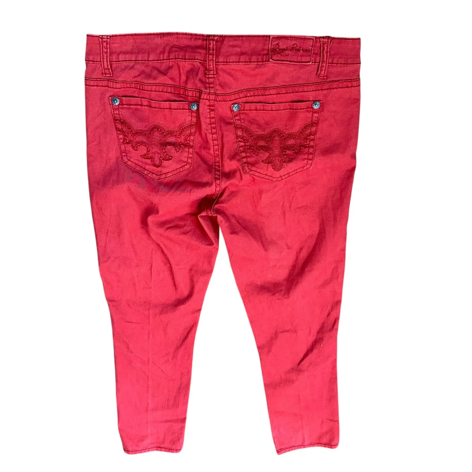 Royal Premium Colored Denim Jeans Embroidered Pockets Size 8‎ Red - Image 2