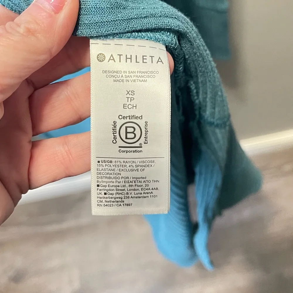 Athleta Cardigan Women's Teal Long Sleeve Open Front Hooded Pockets Knit Size XS - Image 4