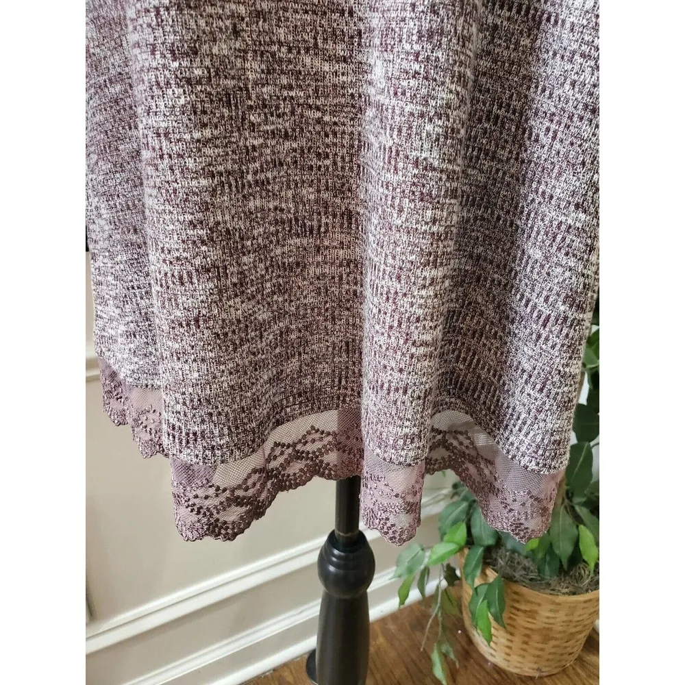 Woman Within Womens Maroon White Long Sleeve Round Neck Pullover Sweater Large - Image 5