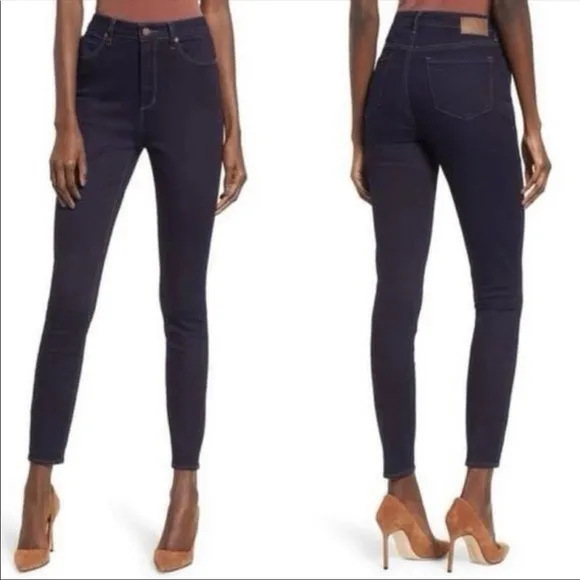 Leith super high rise skinny dark wash stretchy jeans - Image 2