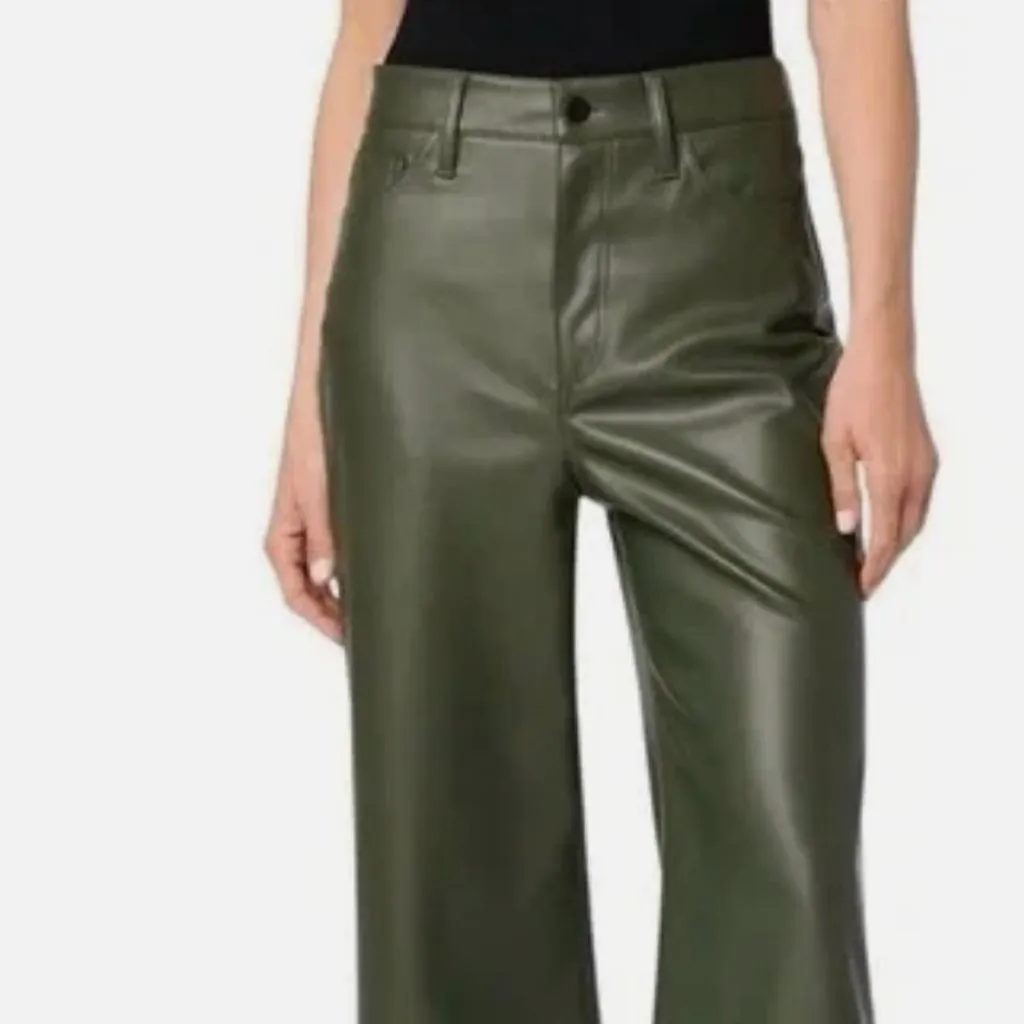 NWT Joe's Faux Leather Ankle Wide Leg Pants 33 x, HUNTER - Image 4
