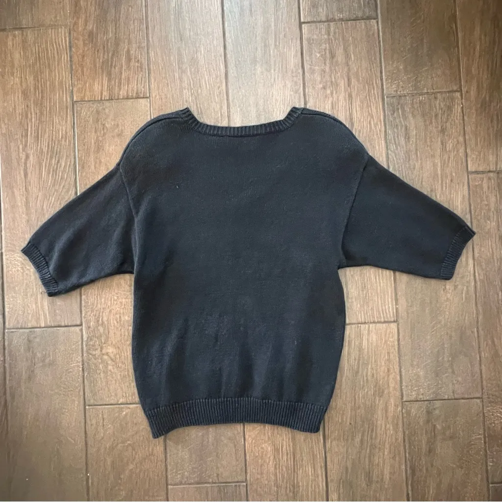 Vintage 80s Andrea Gayle Half Sleeve Black and White Graphic Sweater sz S - Image 6