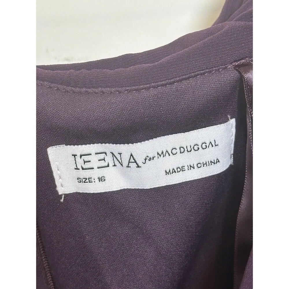 Mac Duggal IEENA for  Fold Over One Shoulder Gown 26517 Deep Purple Size 16 NWT - Image 8