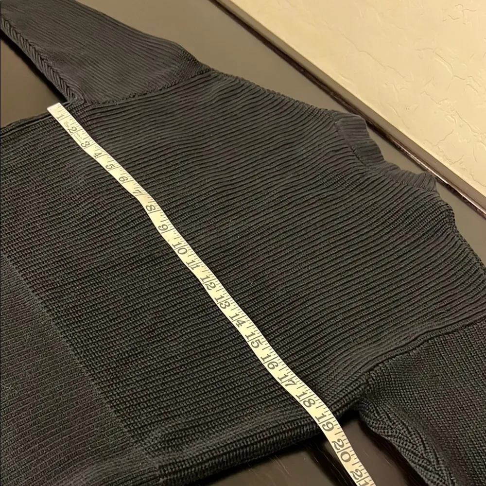 FLX cotton blend cropped pullover sweater, crew neck, pocket, black, size S Black - Image 9