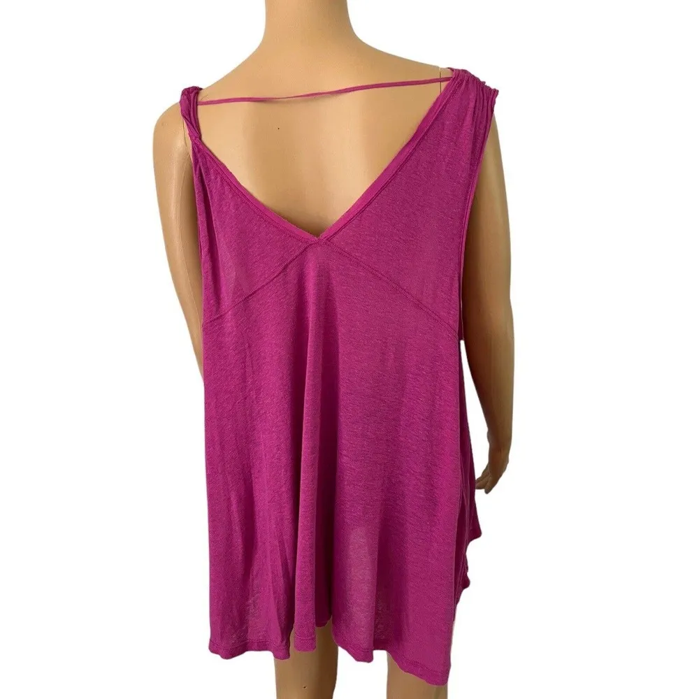 Free People Purple New Vibes Beaded Boho Asymmetrical Tank Top Size Small - Image 5