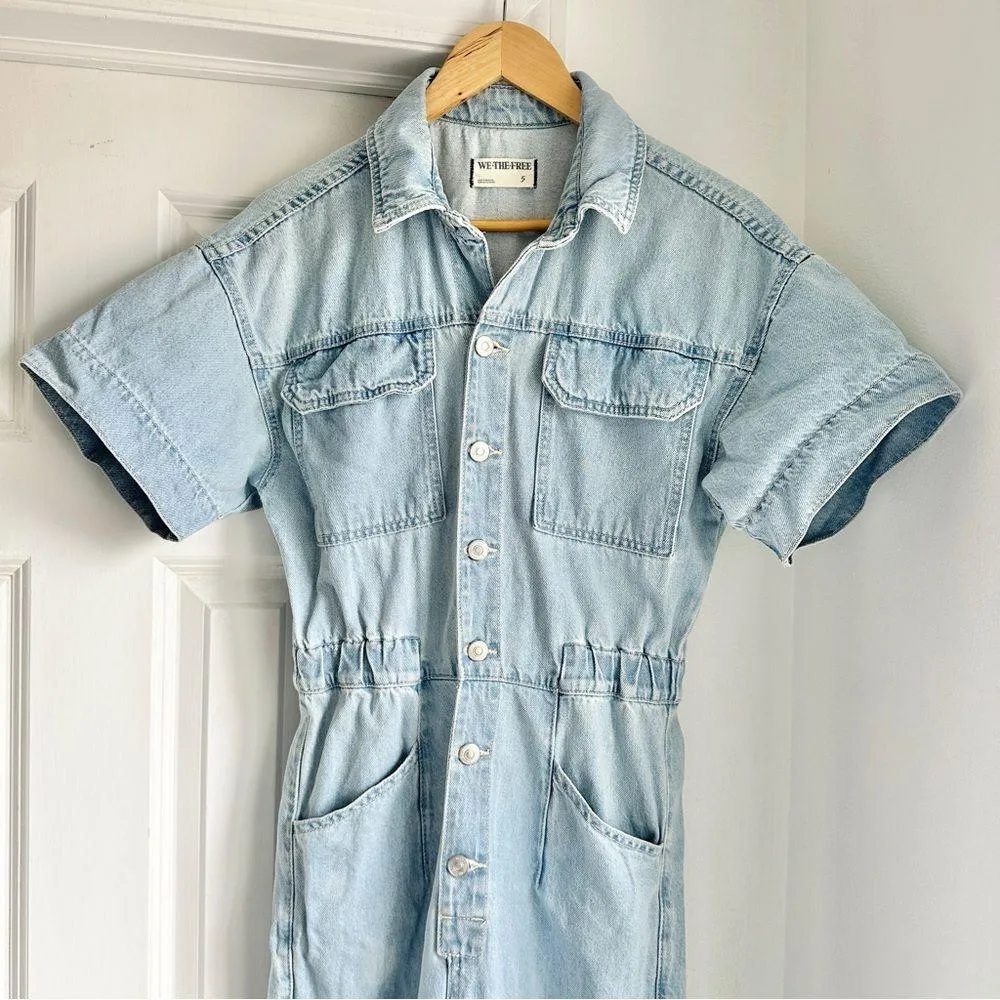 We the Free Marci Denim Jumpsuit Light Blue - Image 5