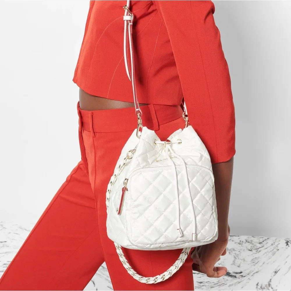 NWT MZ Wallace Pearl Metallic Crosby Drawstring Bucket Bag - Image 4