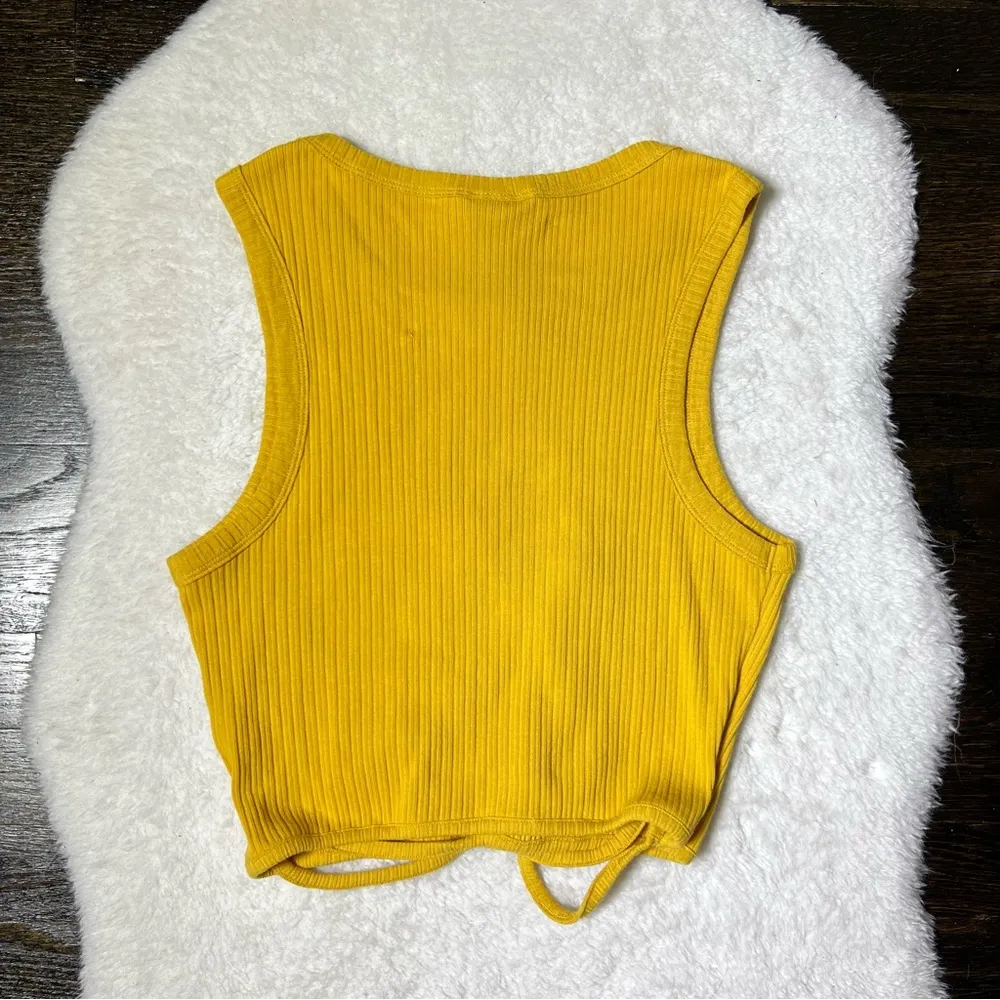 NWT Wild Fable Mustard Yellow Ribbed Knit Cropped Tie Tank Top - Image 4