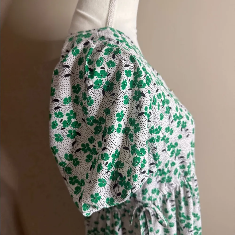 LOFT Green and White Floral Dress size 00p - Image 7