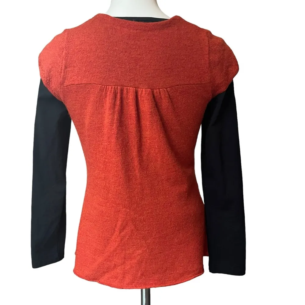 Anthropologie Moth Orange/Rust Wool Bow Front Sweater Vest - Image 2