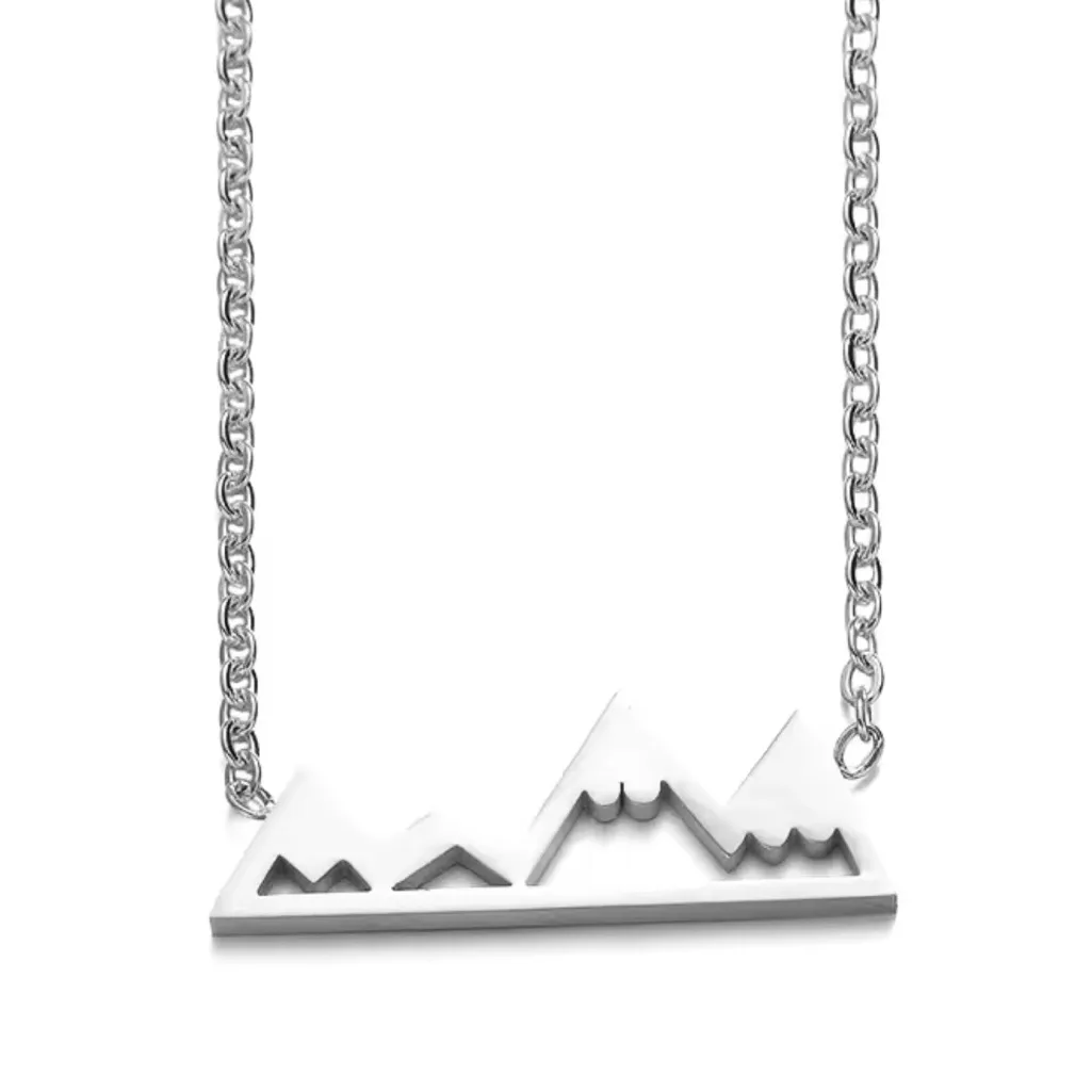 NEW Women’s White Gold‎ Plated Snowy Mountain Bar Pendant Necklace, 16-18” - Image 11