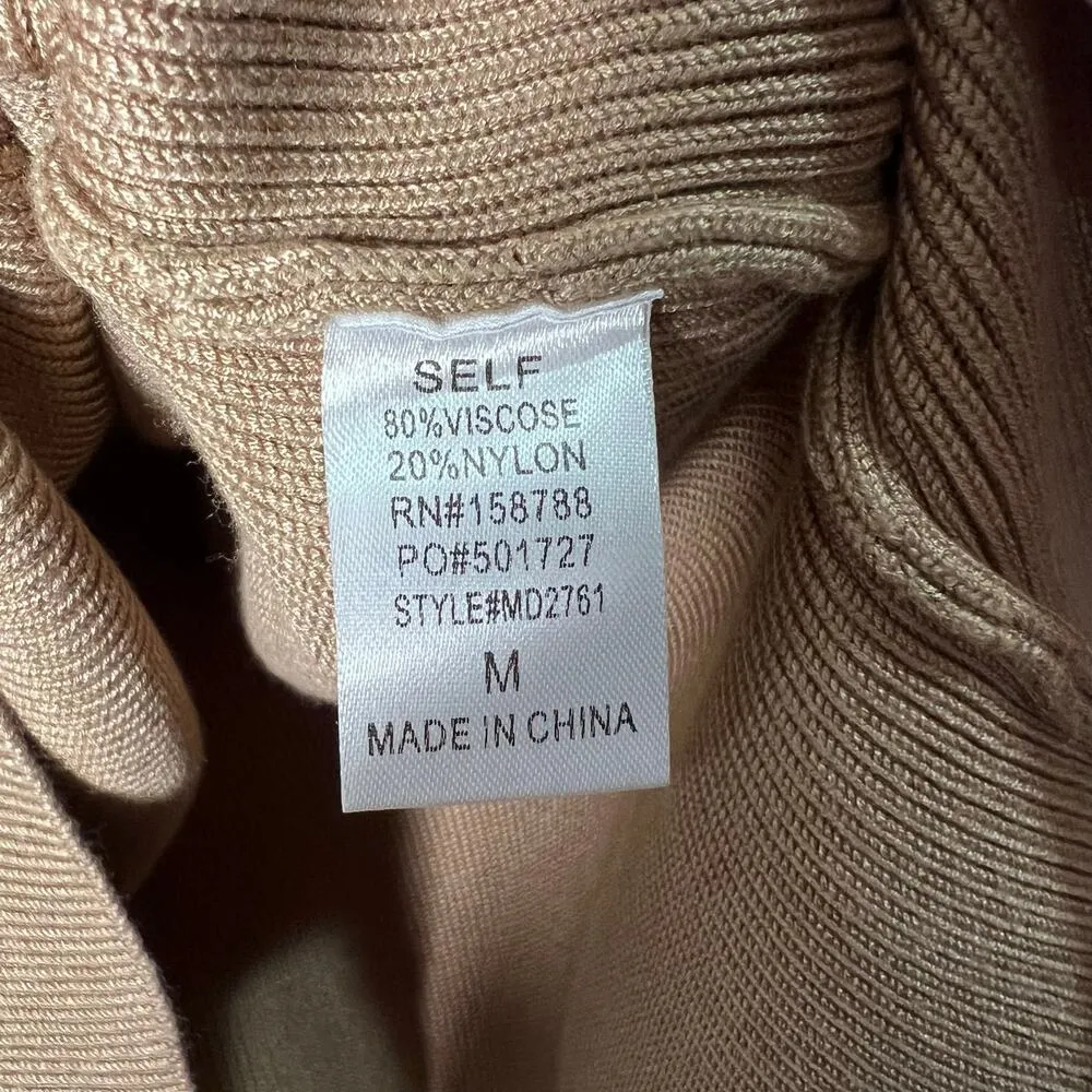 Mable Long Sleeve Mini Sweater Dress Womens M Brown Ribbed Knit Sweetheart Neck Size M - Image 4