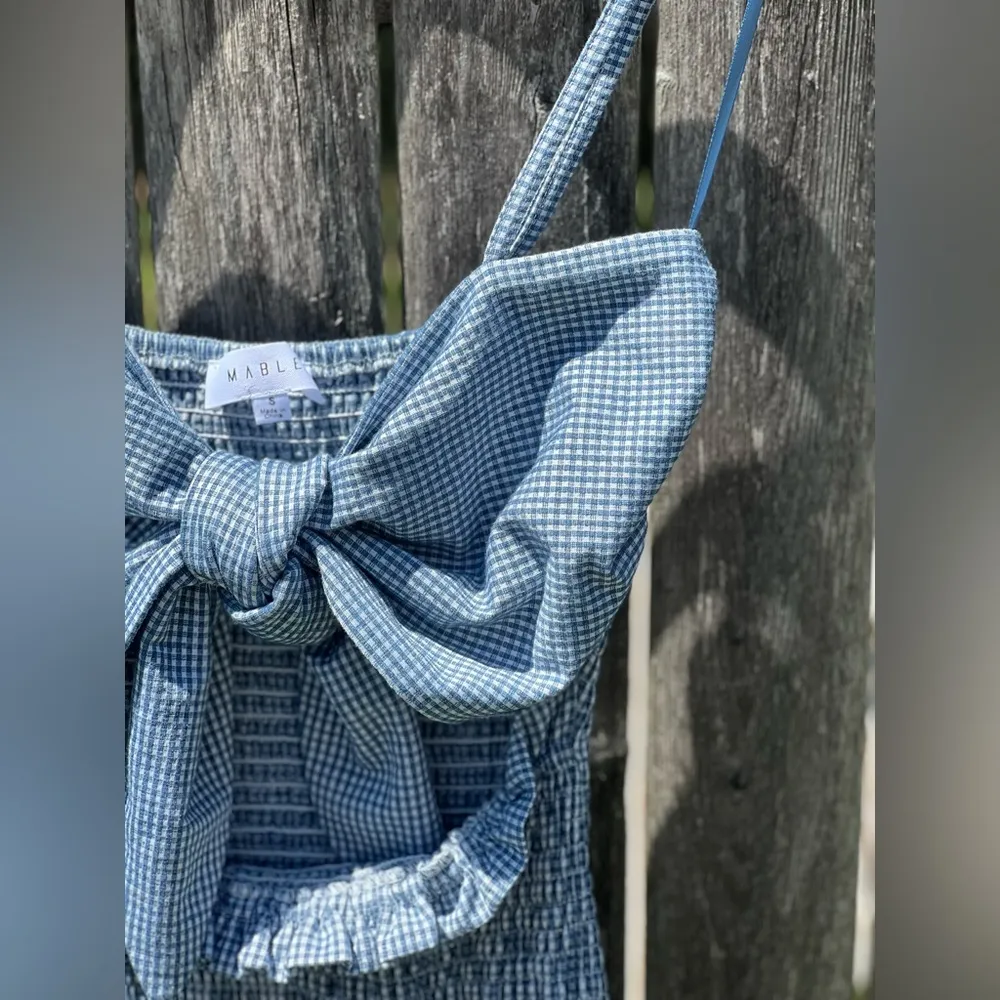 Mable MiDI Dress Front Tie Gingham Ruffled Hem Blue - Image 6