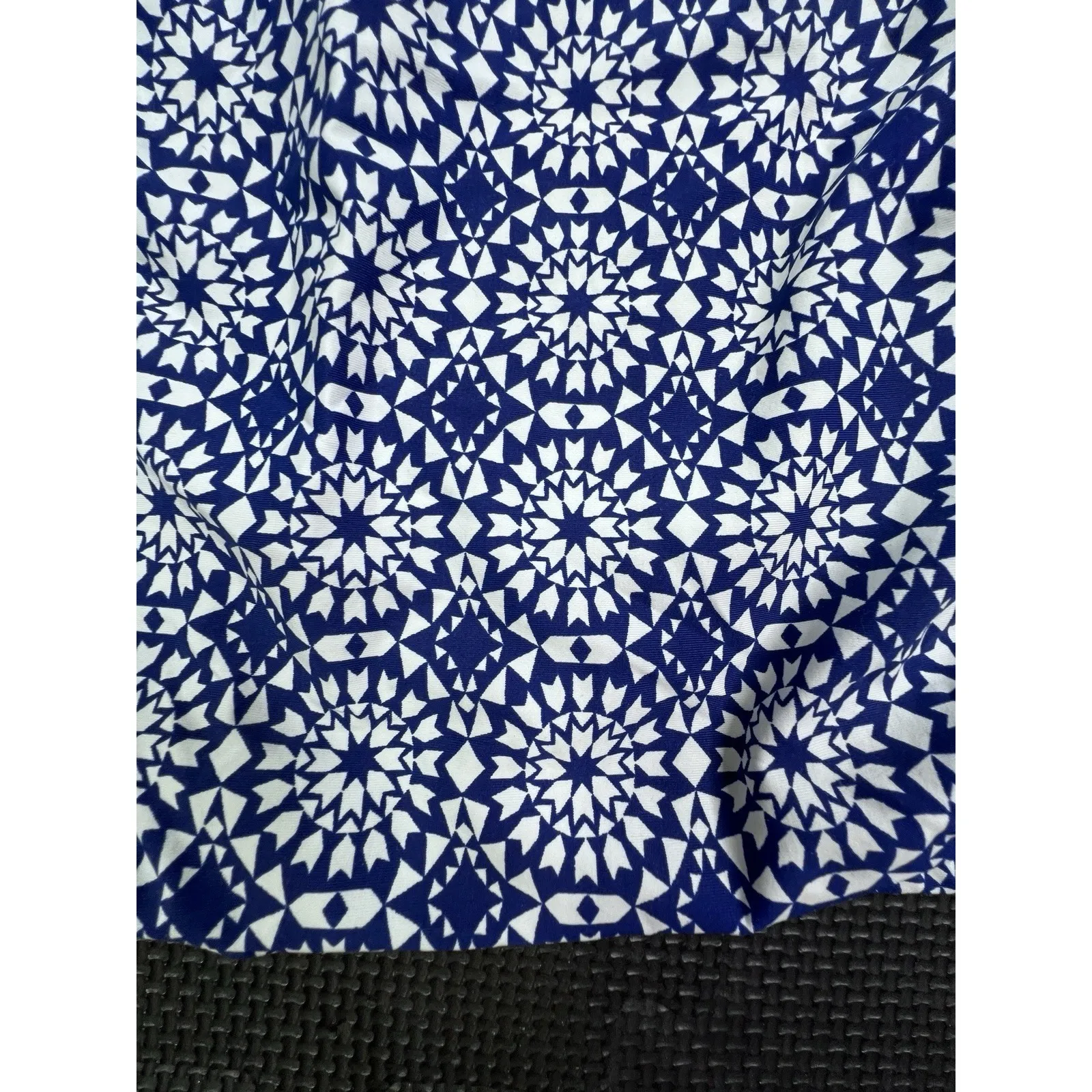 Helen Jon Halter Tankini Swim Top Navy White Geometric Print USA Made Stretch L Blue Size L - Image 3