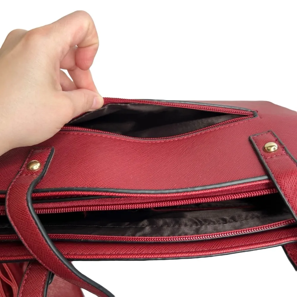 NWOT Elim & Paul Red Faux Leather 4 Piece Purse Bag Set - Image 15