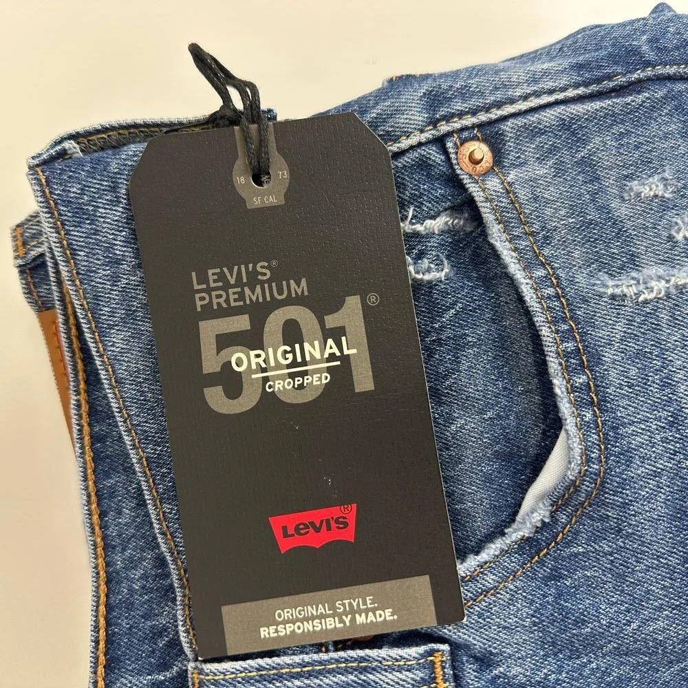 Levi's Premium 501 Original Cropped Womens Jeans High Rise Blue W 26  L 26 NWT - Image 14