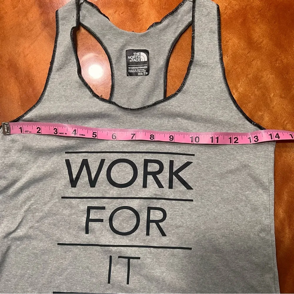 North Face Gray Racer Back Tank Top Work for it Mountain Works XS - Image 6