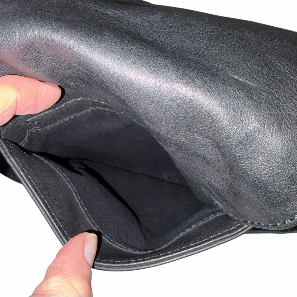 Lucky Brand Black Leather Jordan Mini Crossbody Purse Bag Saddle Bag - Image 10