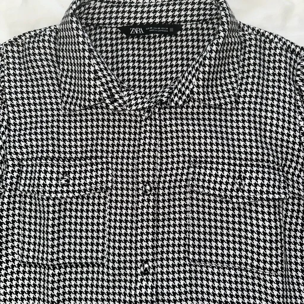 Zara Houndstooth Button Up Shirt - Image 2