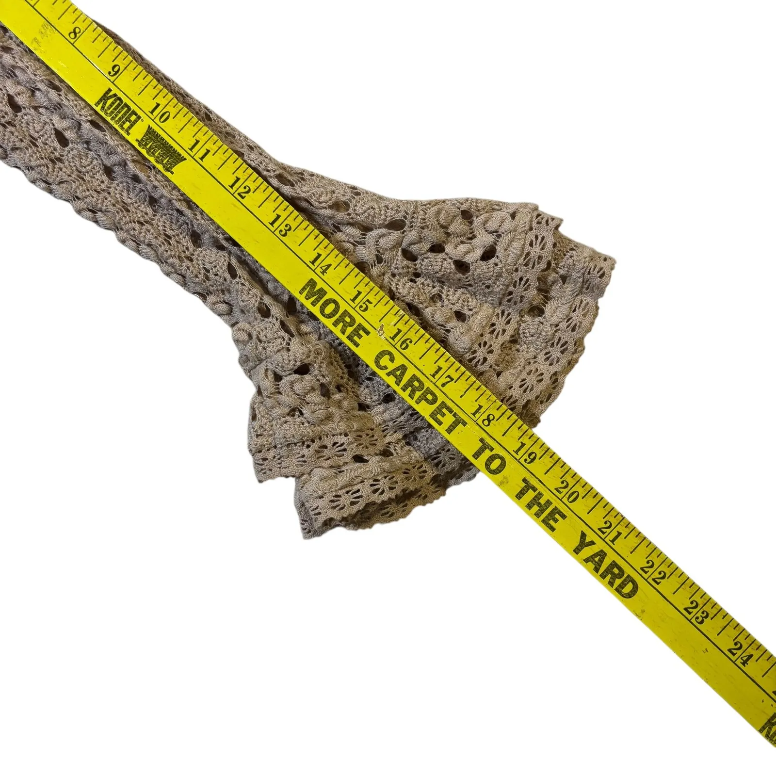 Free People Crochet Lace Bell Sleeve Scoop Neck Top‎ Beige Size S - Image 10