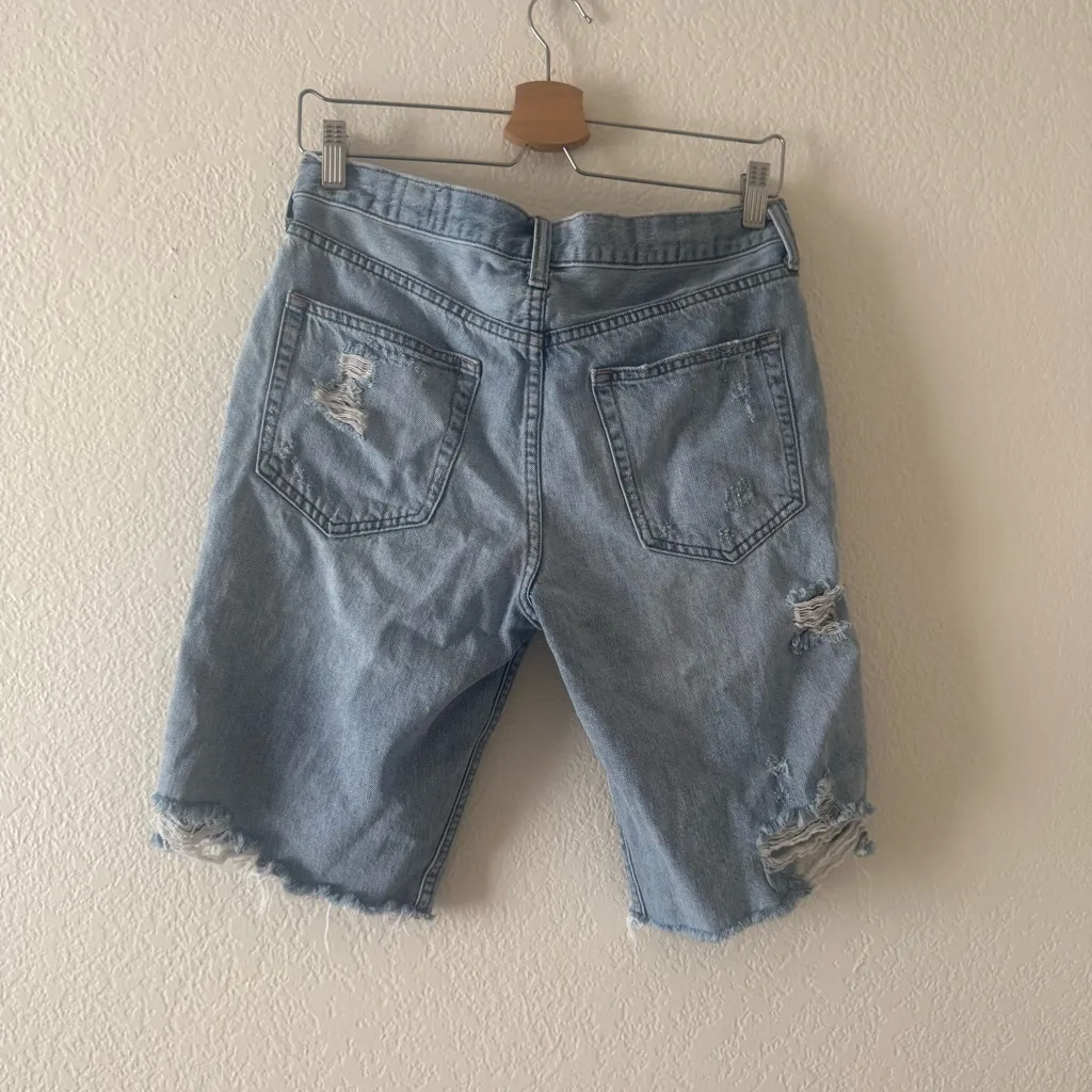 Free People we the free Caroline Destroyed Cut Offs Jean Shorts in Indigo - Image 8