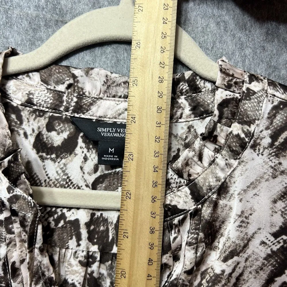 Simply Vera Wang Top Medium‎ Sleeveless Snakeskin Split V Neck Tie Front - Image 3